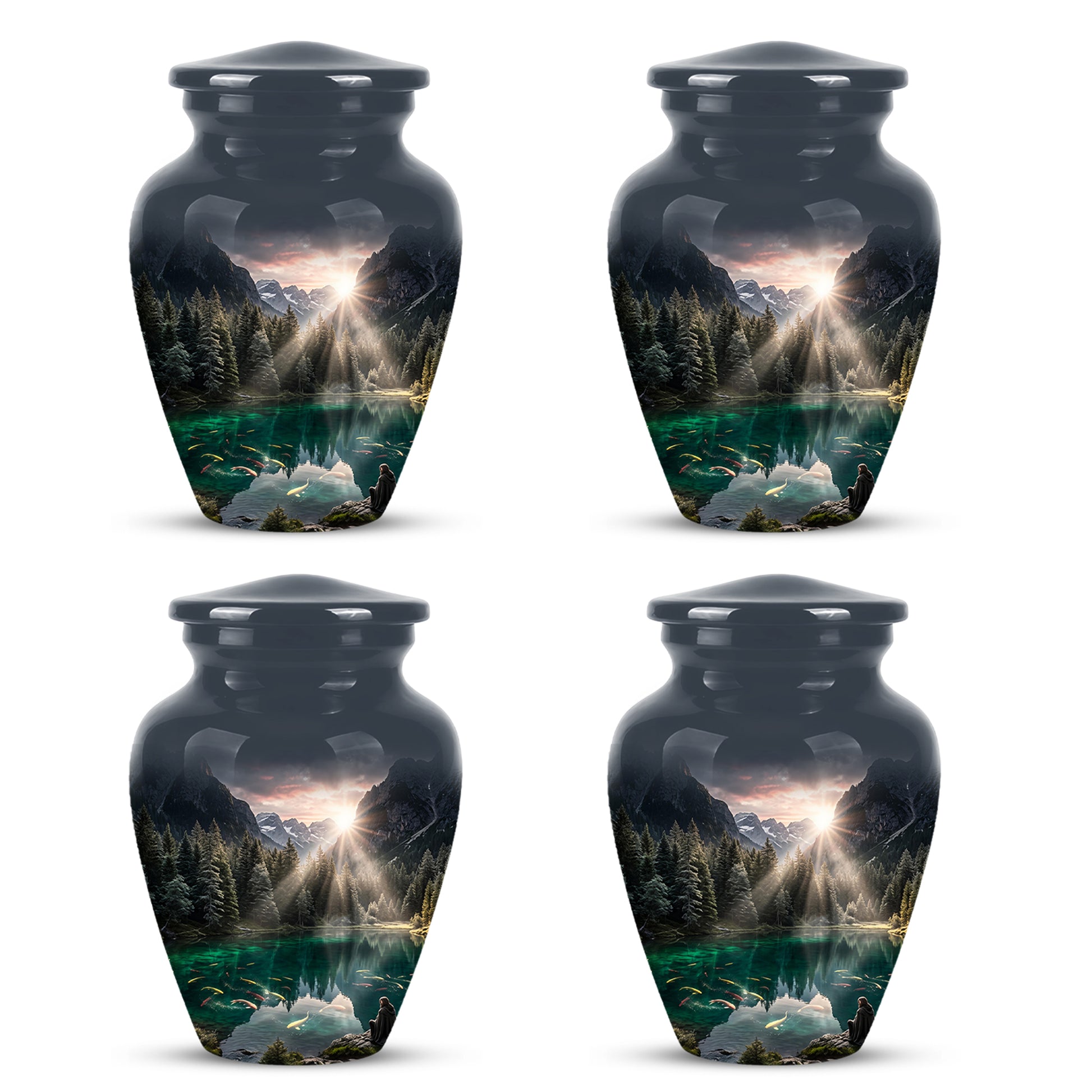 Mountain Lake Cremation Urn - Elegant Nature Urns For Human Ashes