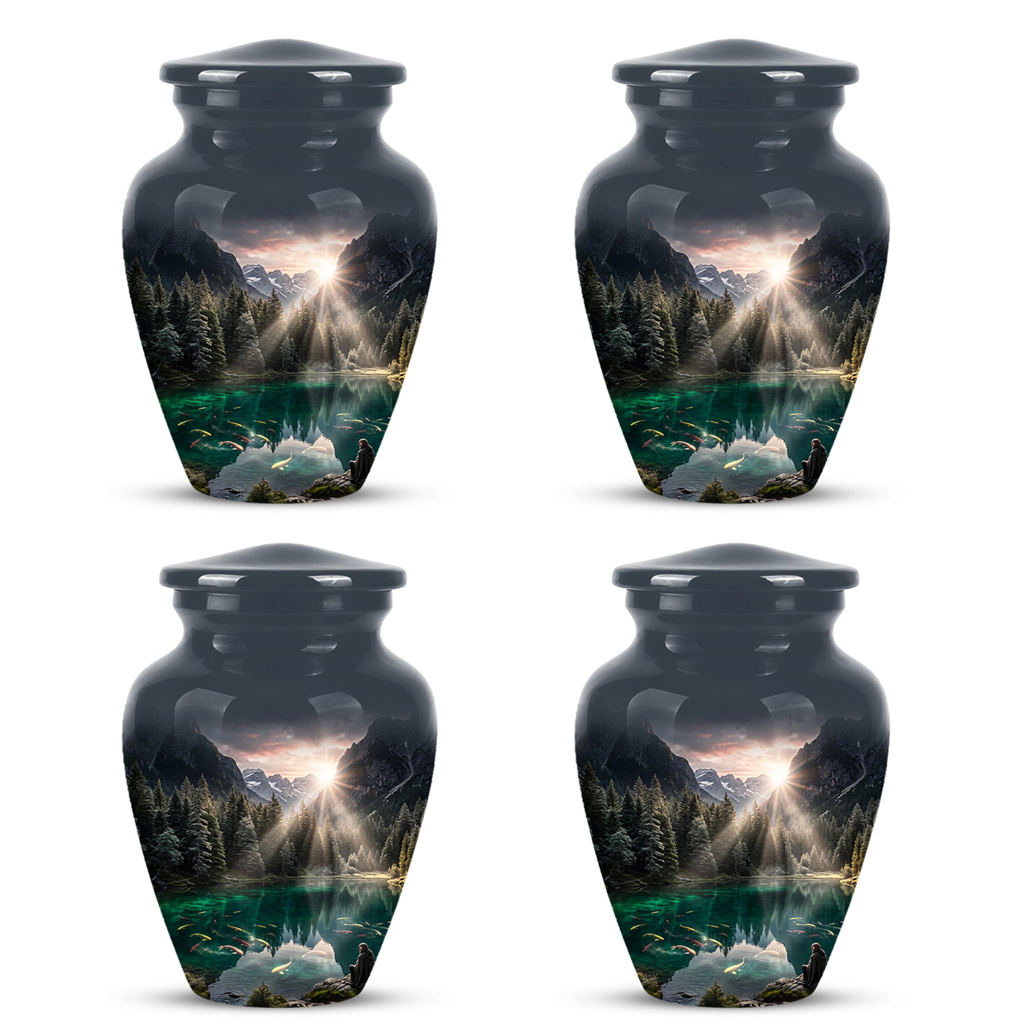 Mountain Lake Cremation Urn - Elegant Nature Urns For Human Ashes