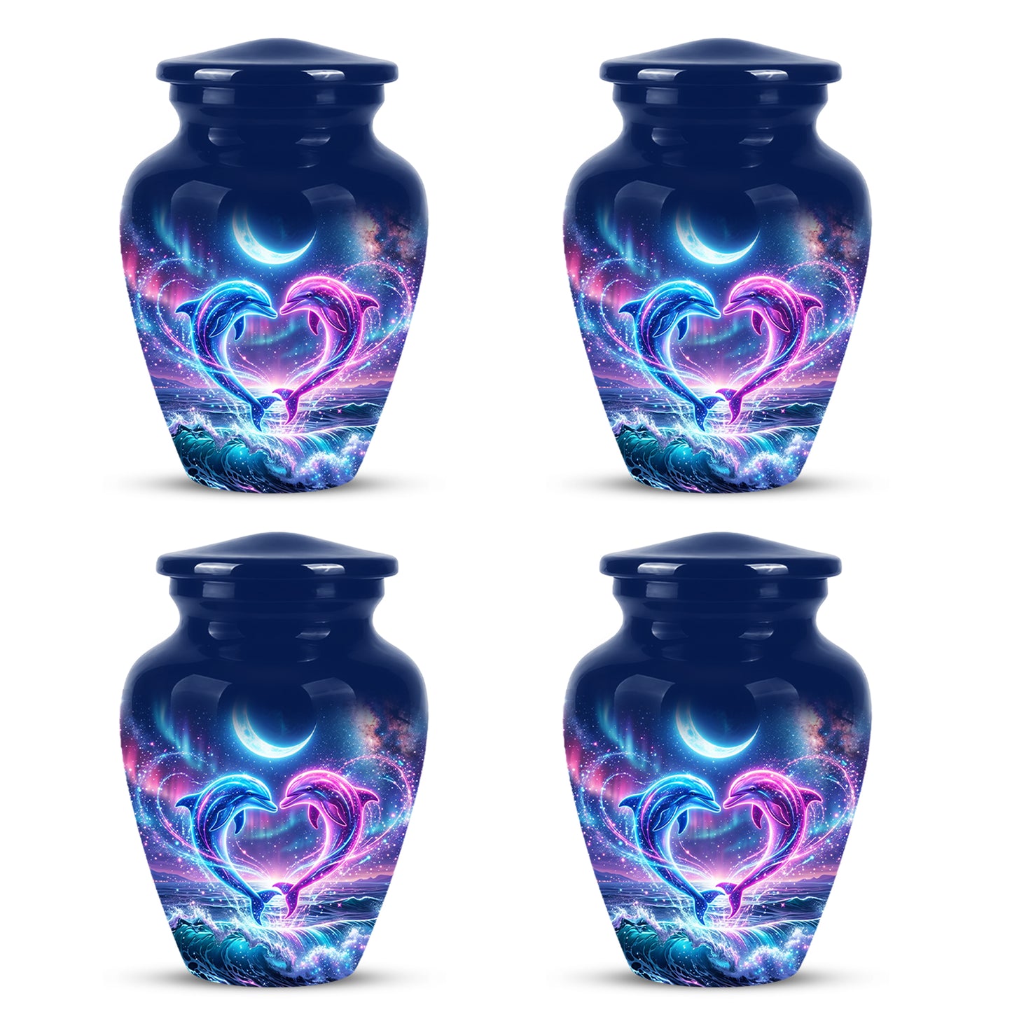 Heart Dolphin Cremation Urn for Ashes – Celestial Moon Memorial Urns