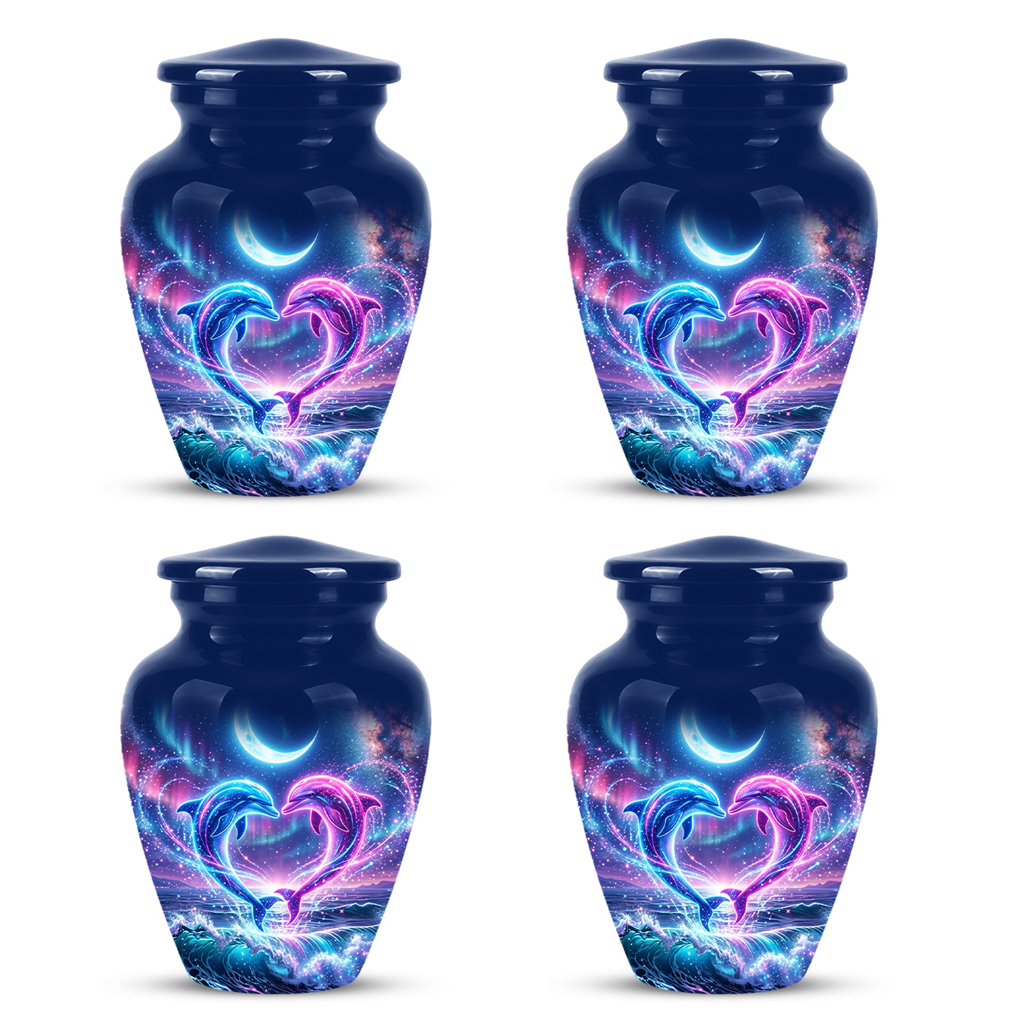 Heart Dolphin Cremation Urn for Ashes – Celestial Moon Memorial Urns