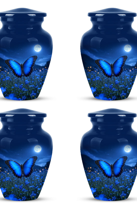 Personalized Blue Butterfly Cremation Urn - Handcrafted Urns For Mom