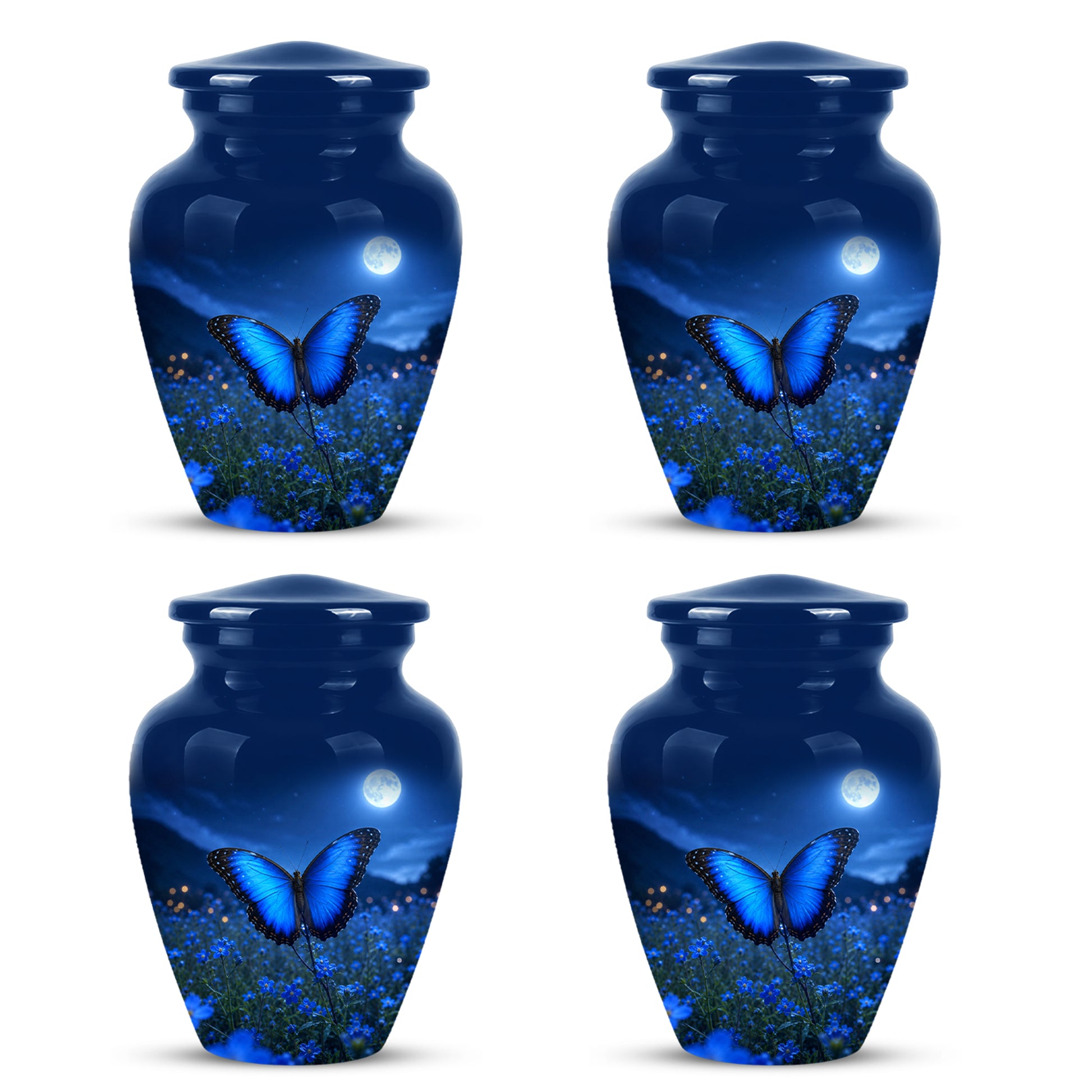 Personalized Blue Butterfly Cremation Urn - Handcrafted Urns For Mom