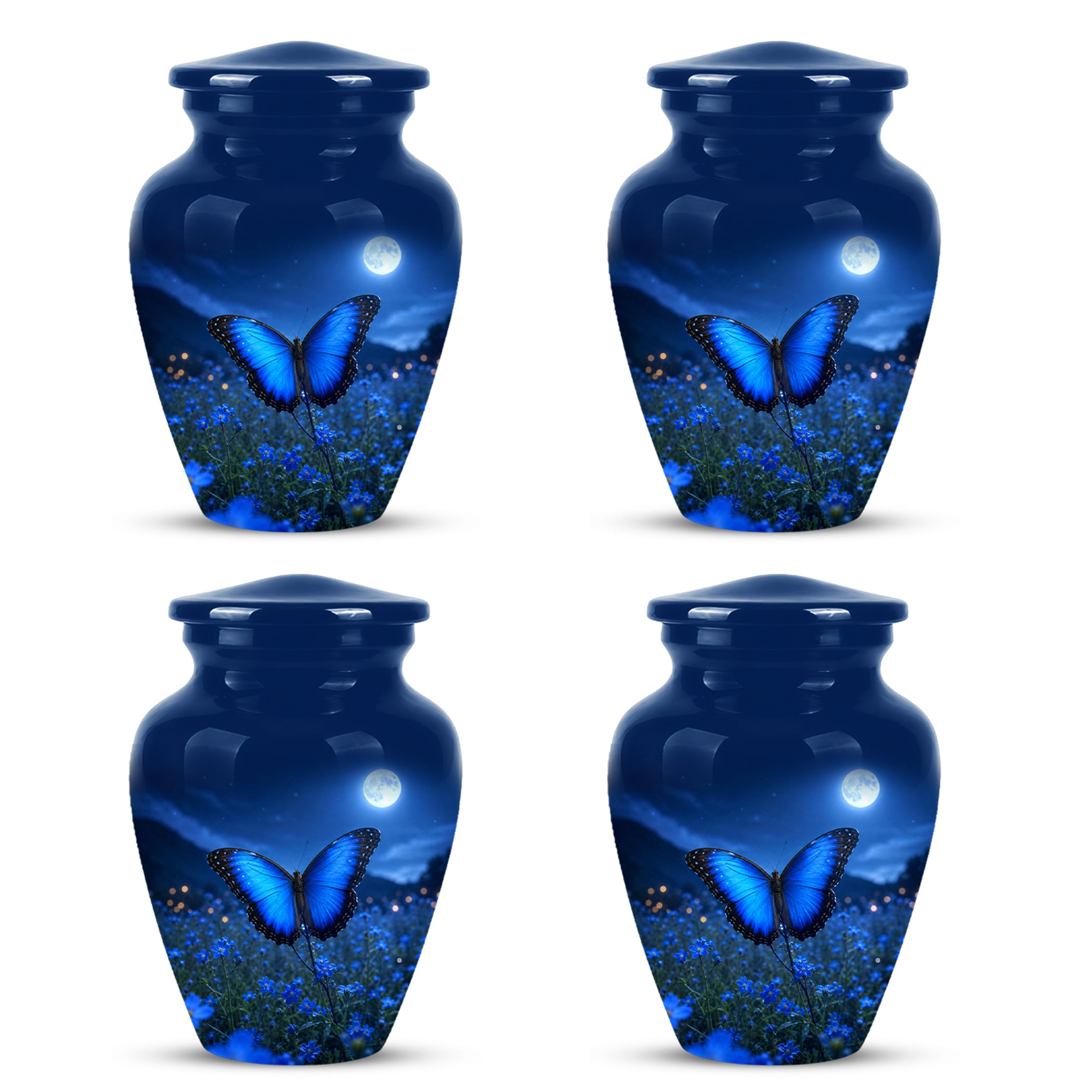 Personalized Blue Butterfly Cremation Urn - Handcrafted Urns For Mom