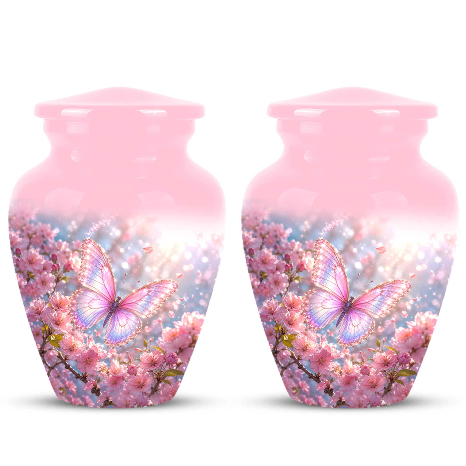 Personalized Pink Butterfly Memorial Urn - Handmade Urns For Mom Ashes
