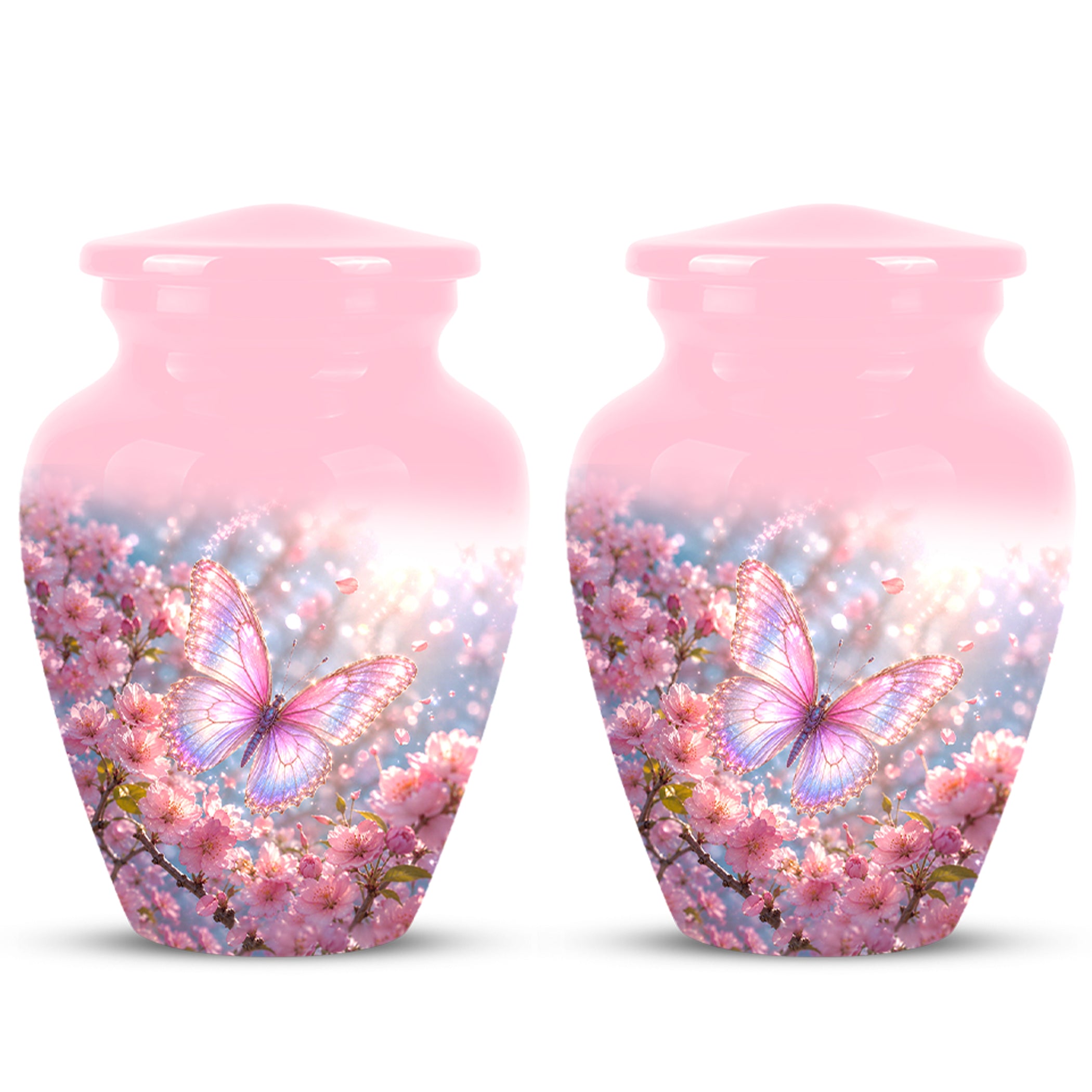 Personalized Pink Butterfly Memorial Urn - Handmade Urns For Mom Ashes