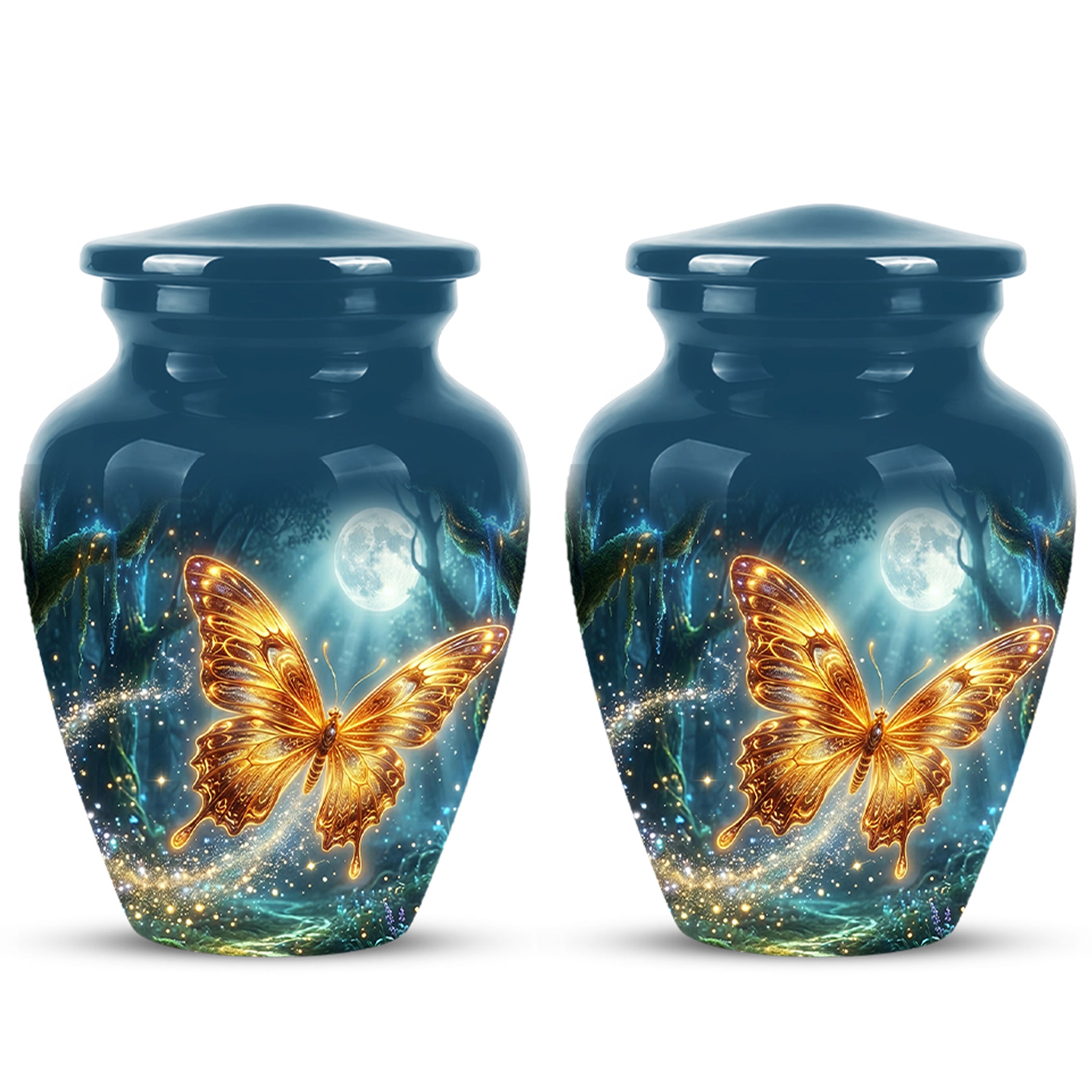 Glowing Yellow Butterfly Themed Urn - Moonlight Memorial Urns For Ashes