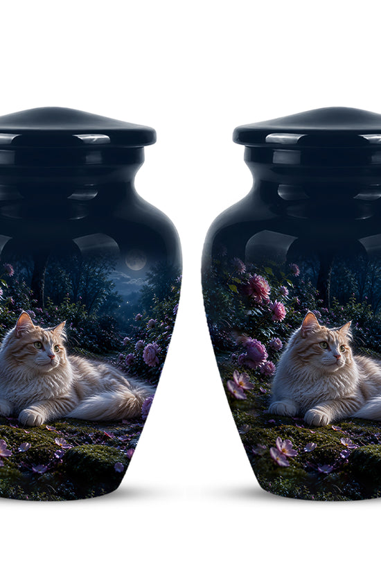 White Cat Memorial Urn - Beautiful Eternal Rest Urns For Pet Ashes