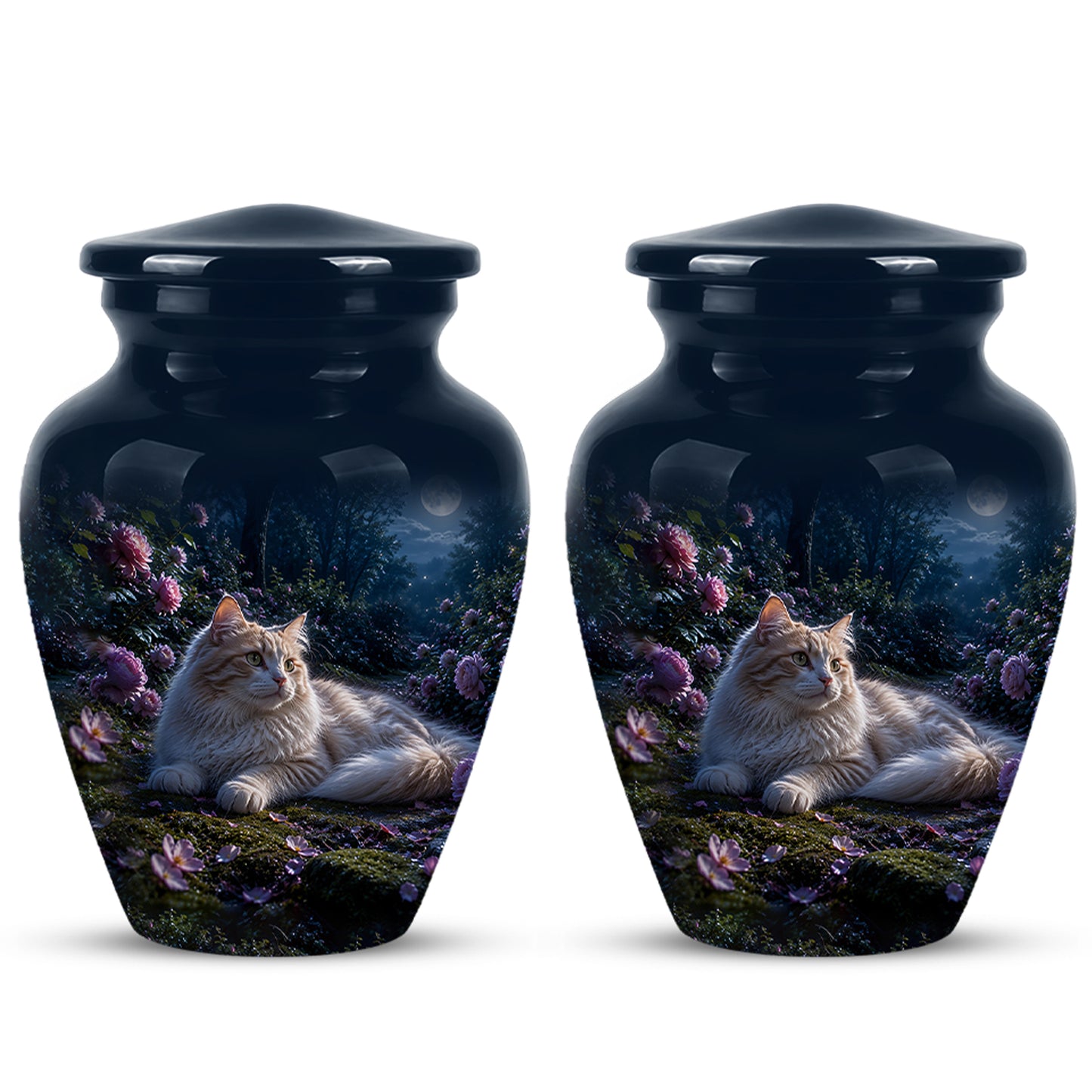 White Cat Memorial Urn - Beautiful Eternal Rest Urns For Pet Ashes