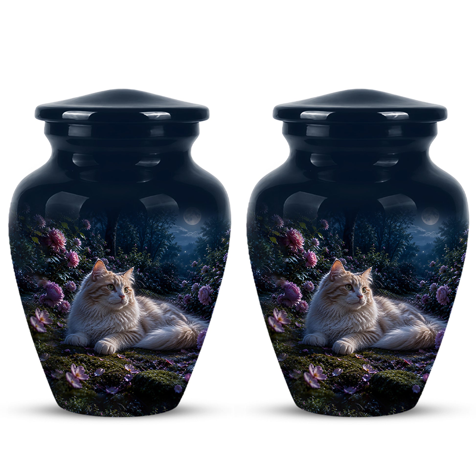 White Cat Memorial Urn - Beautiful Eternal Rest Urns For Pet Ashes