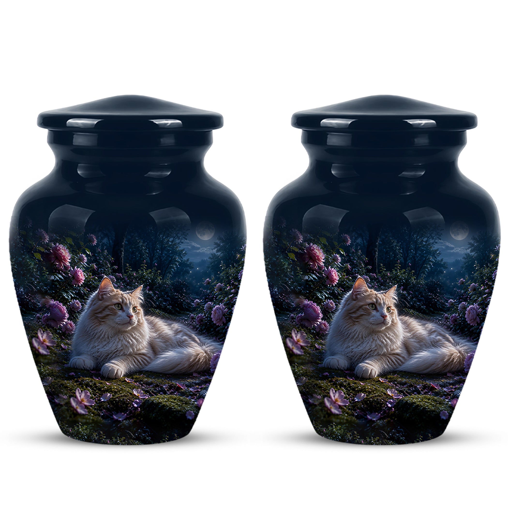 White Cat Memorial Urn - Beautiful Eternal Rest Urns For Pet Ashes