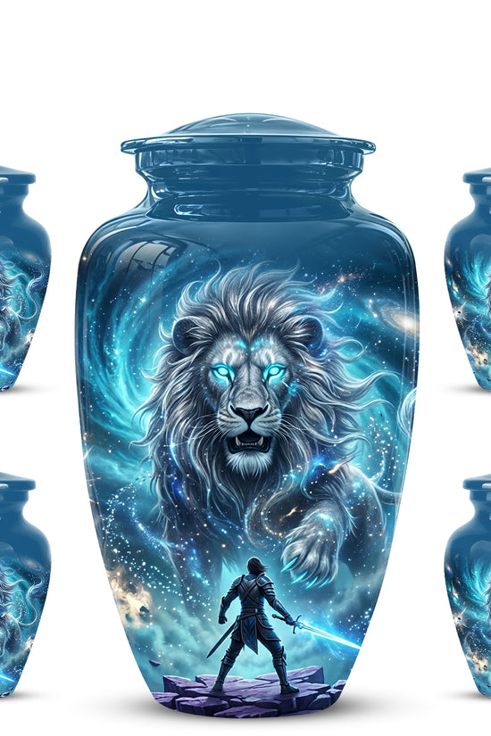 Celestial Cosmic Lion Cremation Urn - Lion Adult Male Memorial Tribute Urn