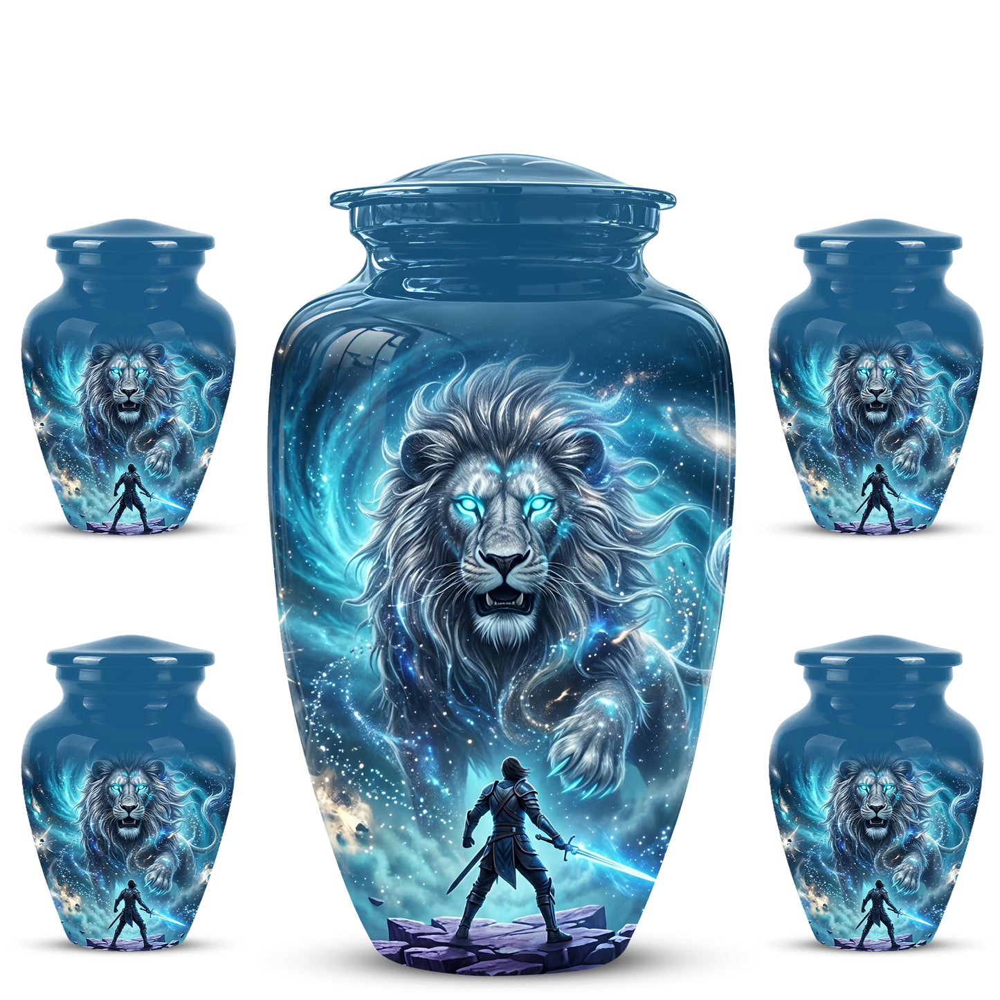 Celestial Cosmic Lion Cremation Urn - Lion Adult Male Memorial Tribute Urn