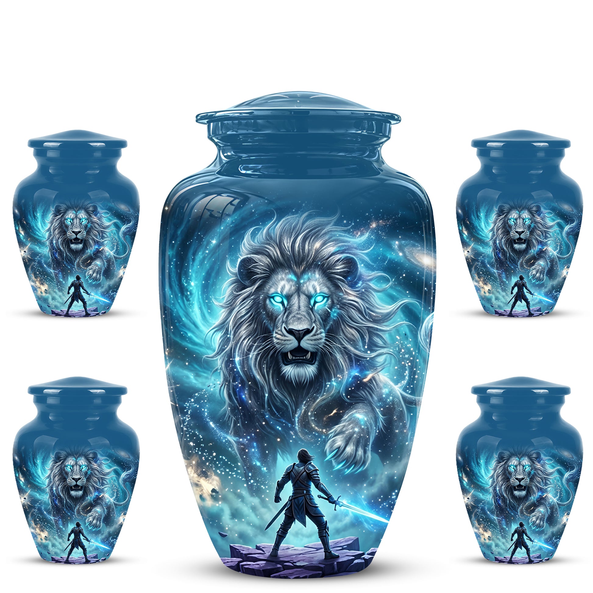 Celestial Cosmic Lion Cremation Urn - Lion Adult Male Memorial Tribute Urn