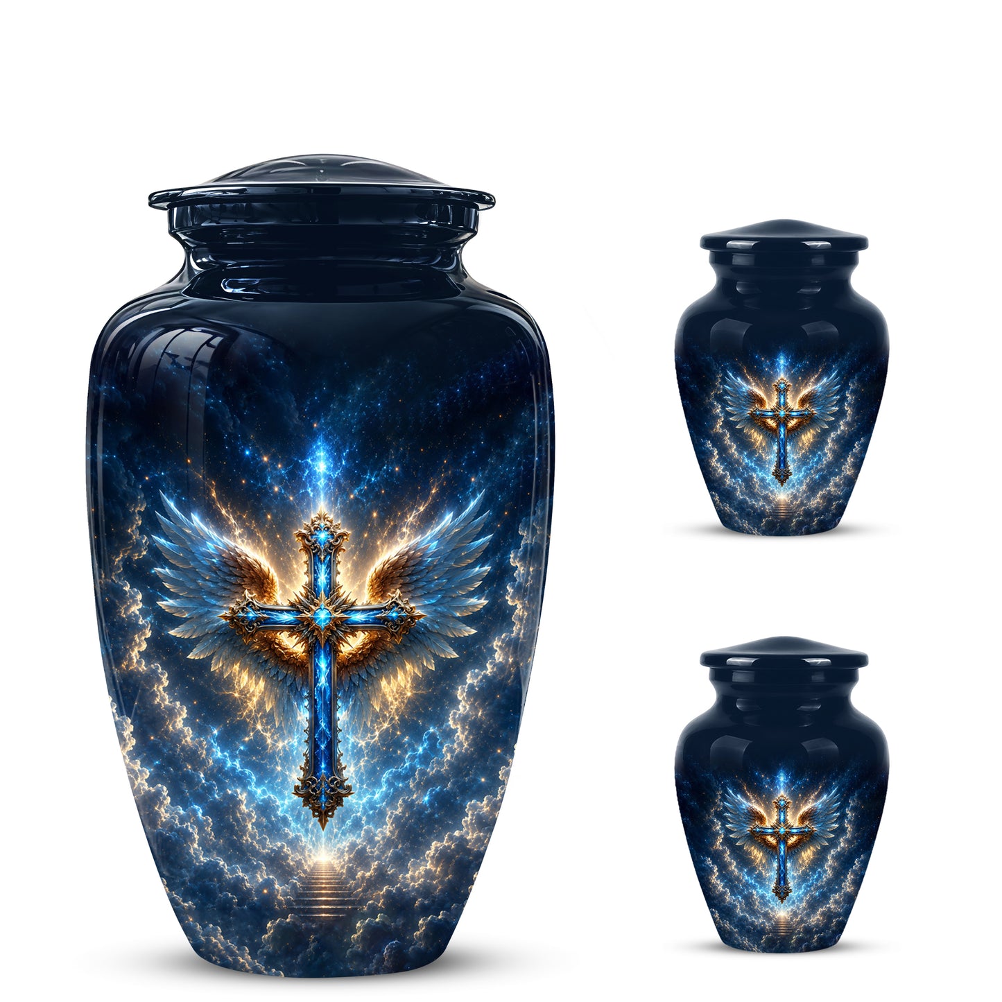 Celestial Jesus Cross Urn - Artistic Handcrafted Urns For Men & Women