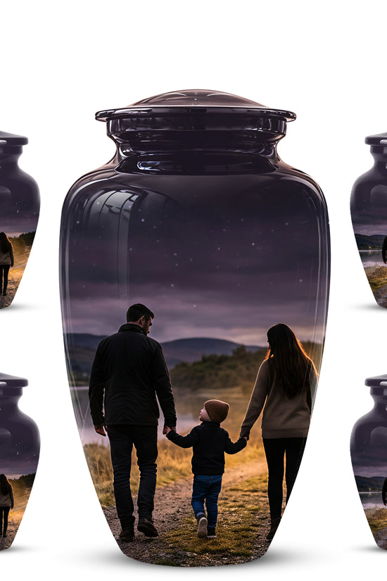 Dad, Son & Mom Cremation Urn - Artistic Night Burial Urns For Human Ashes