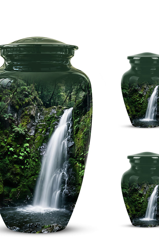 Waterfall Themed Memorial Urn - Peaceful Tribute Urn For Nature Lover