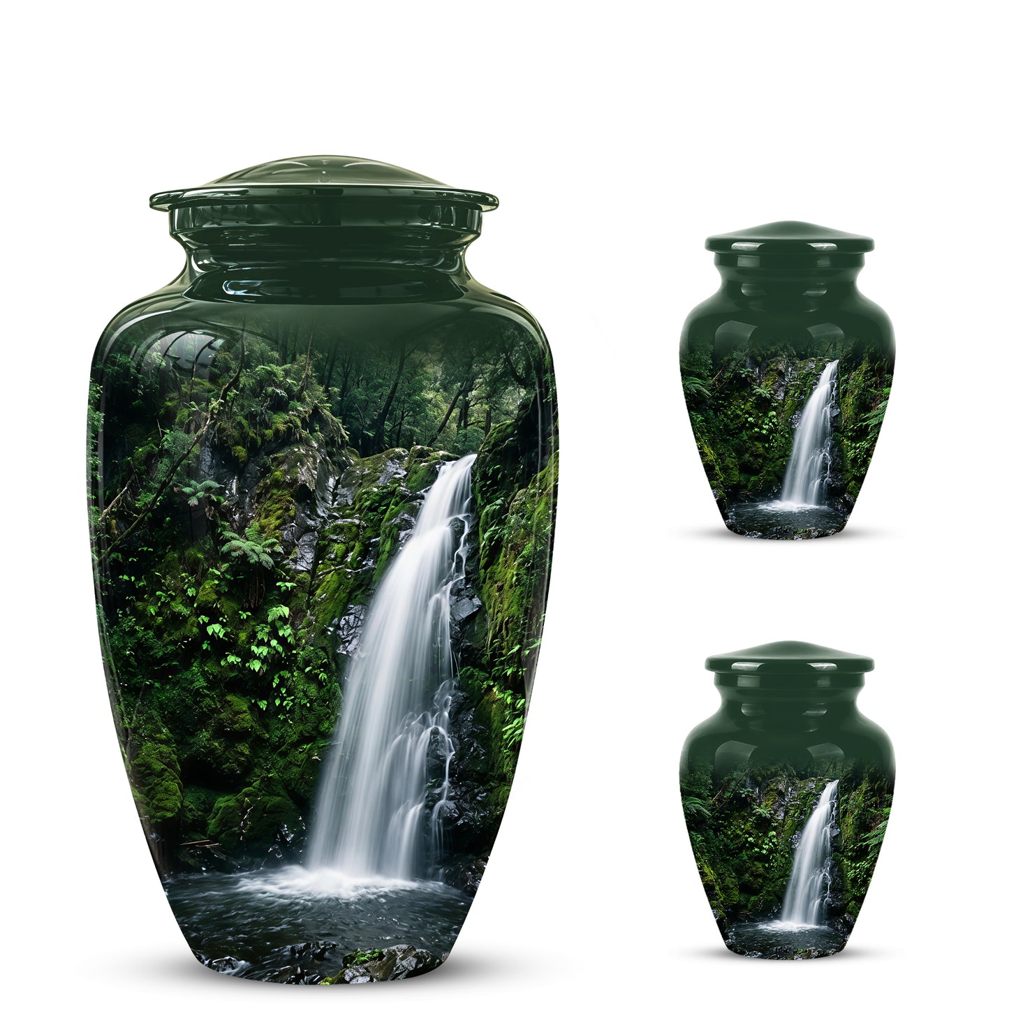 Waterfall Themed Memorial Urn - Peaceful Tribute Urn For Nature Lover