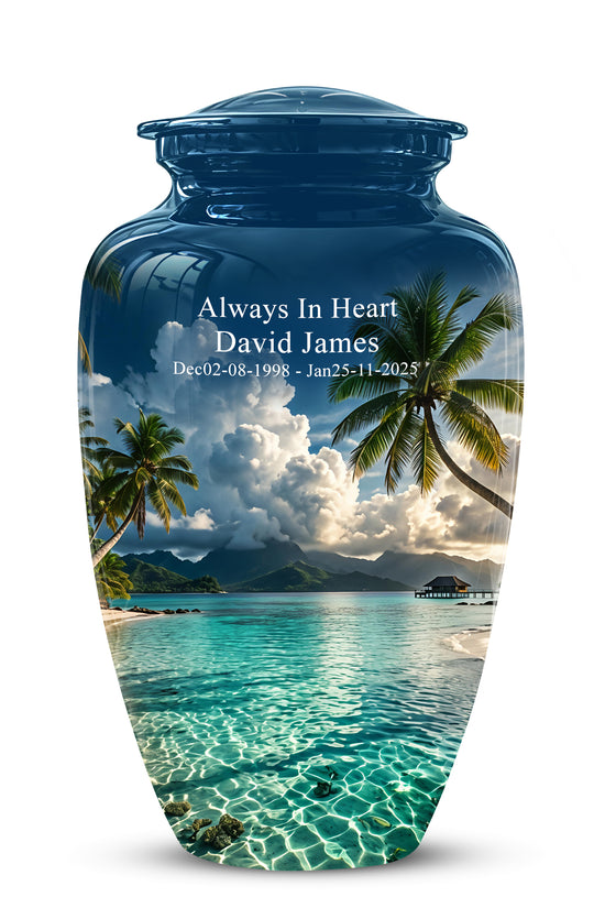 Tropical Beach Cremation Urn - Custom Memorial Urns For Women Ashes