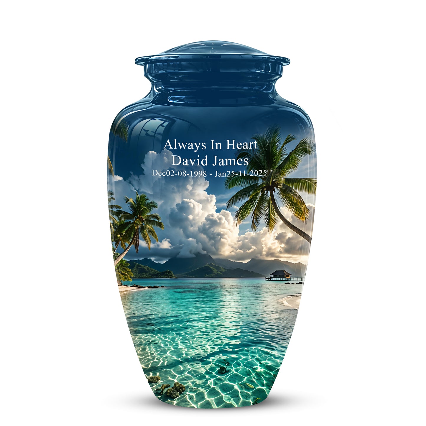 Tropical Beach Cremation Urn - Custom Memorial Urns For Women Ashes