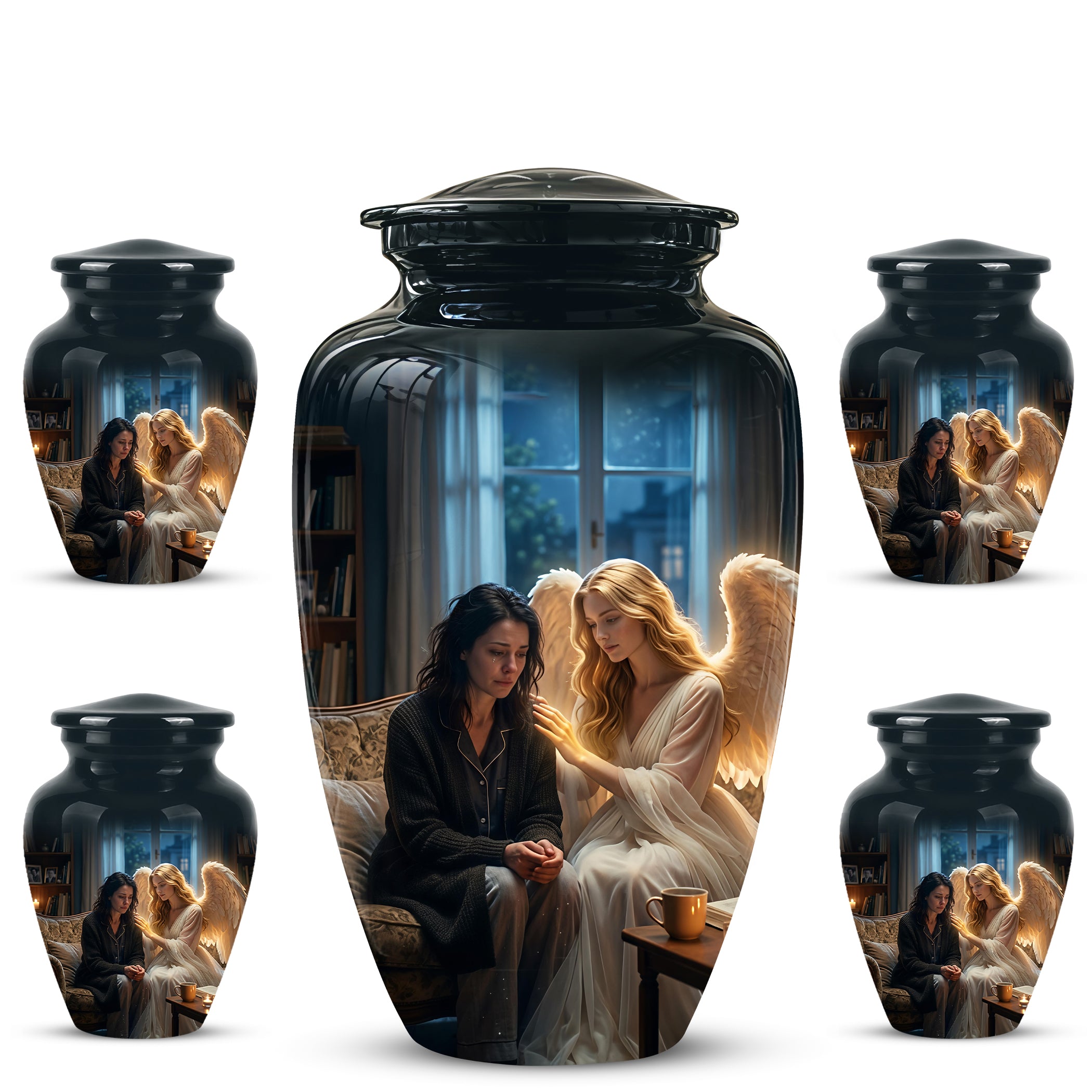 Black Angel Burial Urns - Personalized Memorial Urns For Mother Ashes