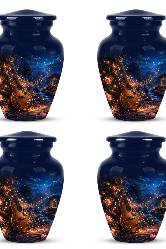 Acoustic Guitar & Starry Night Urn - Custom Funeral Urns For Musicians
