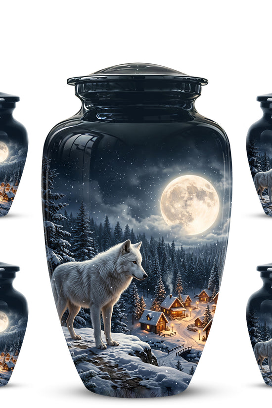 Moonlit Wolf Urn for Ashes - Custom Memorial Urn For Human Ashes