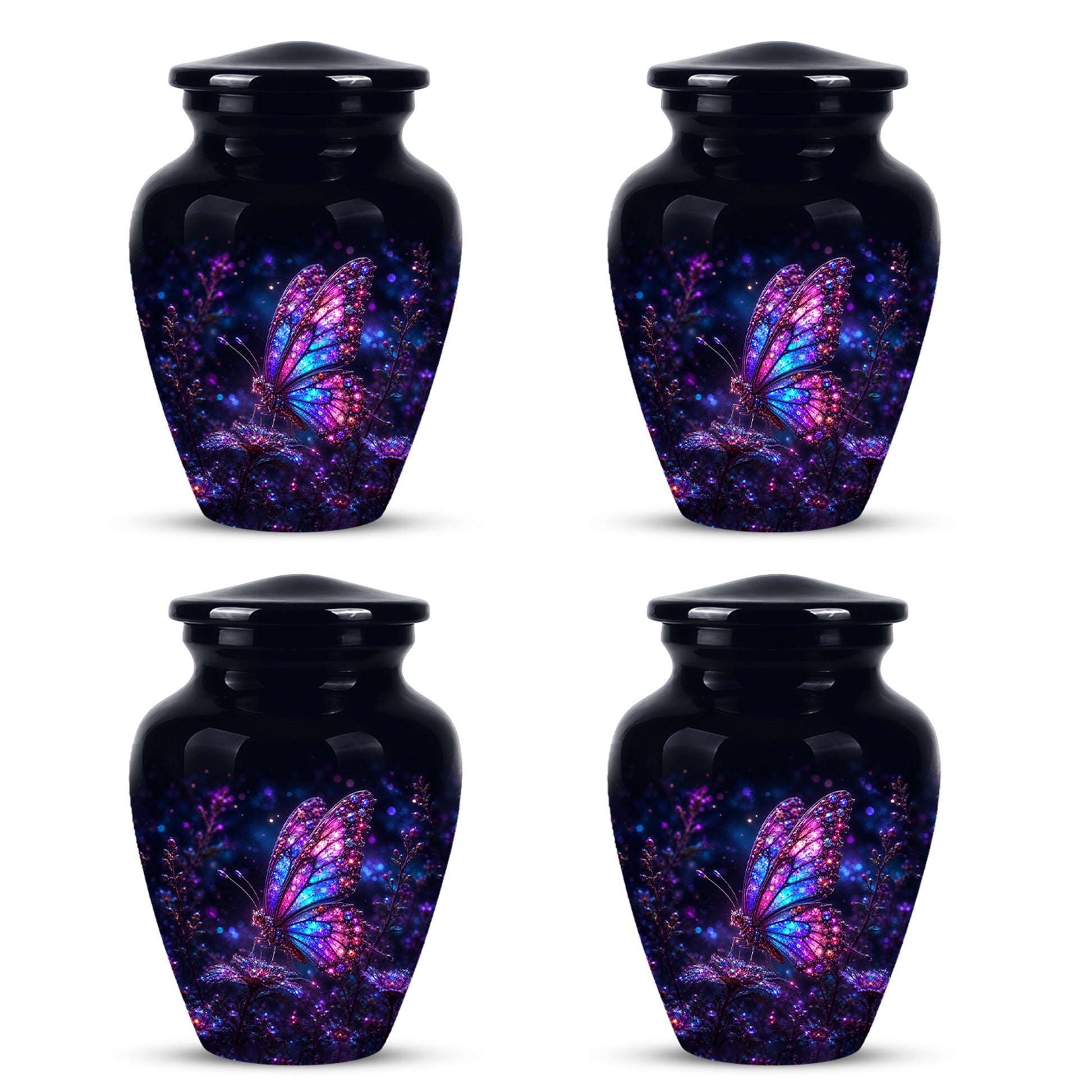 Glowing Purple Butterfly Cremation Urn - Custom Urns For Women Ashes
