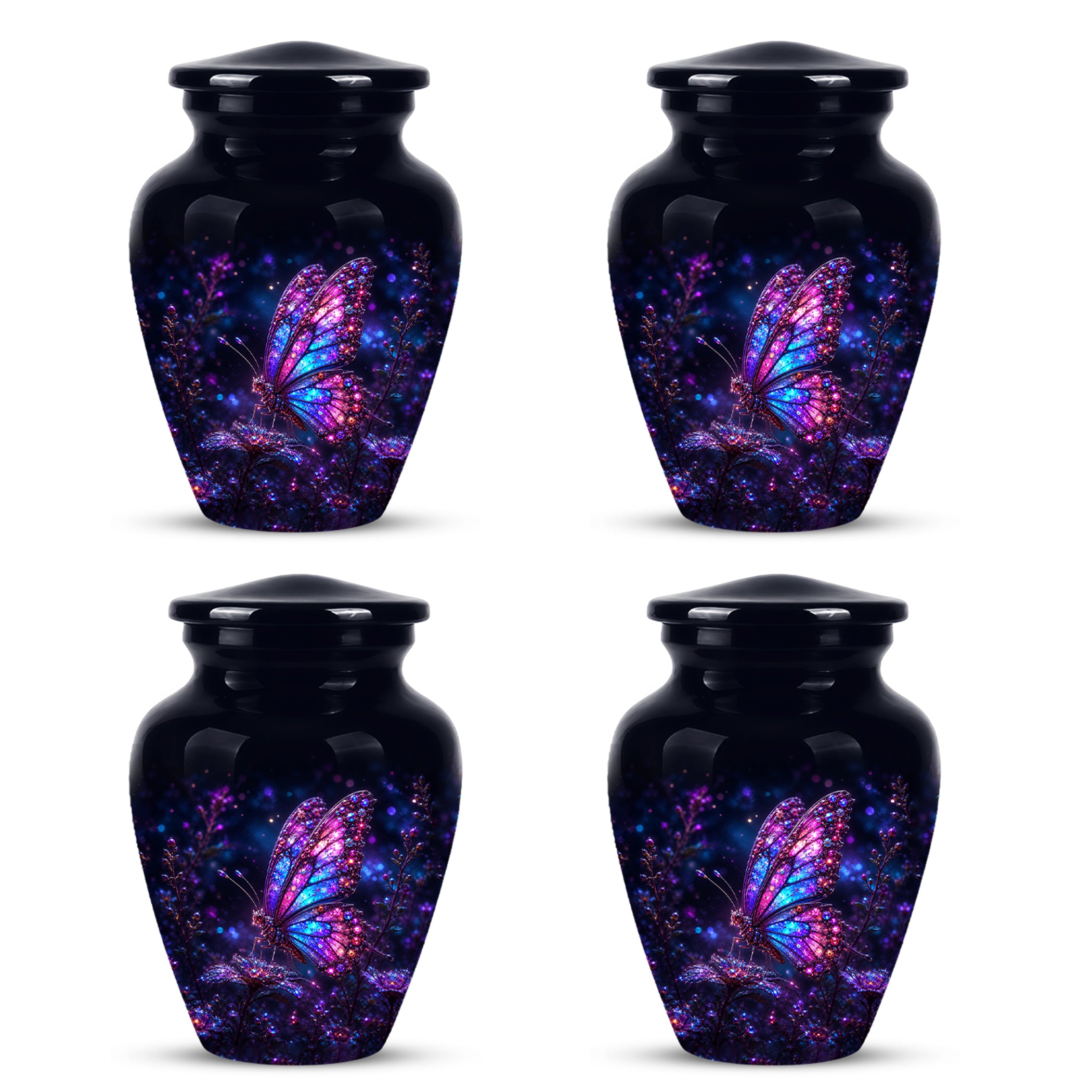 Glowing Purple Butterfly Cremation Urn - Custom Urns For Women Ashes