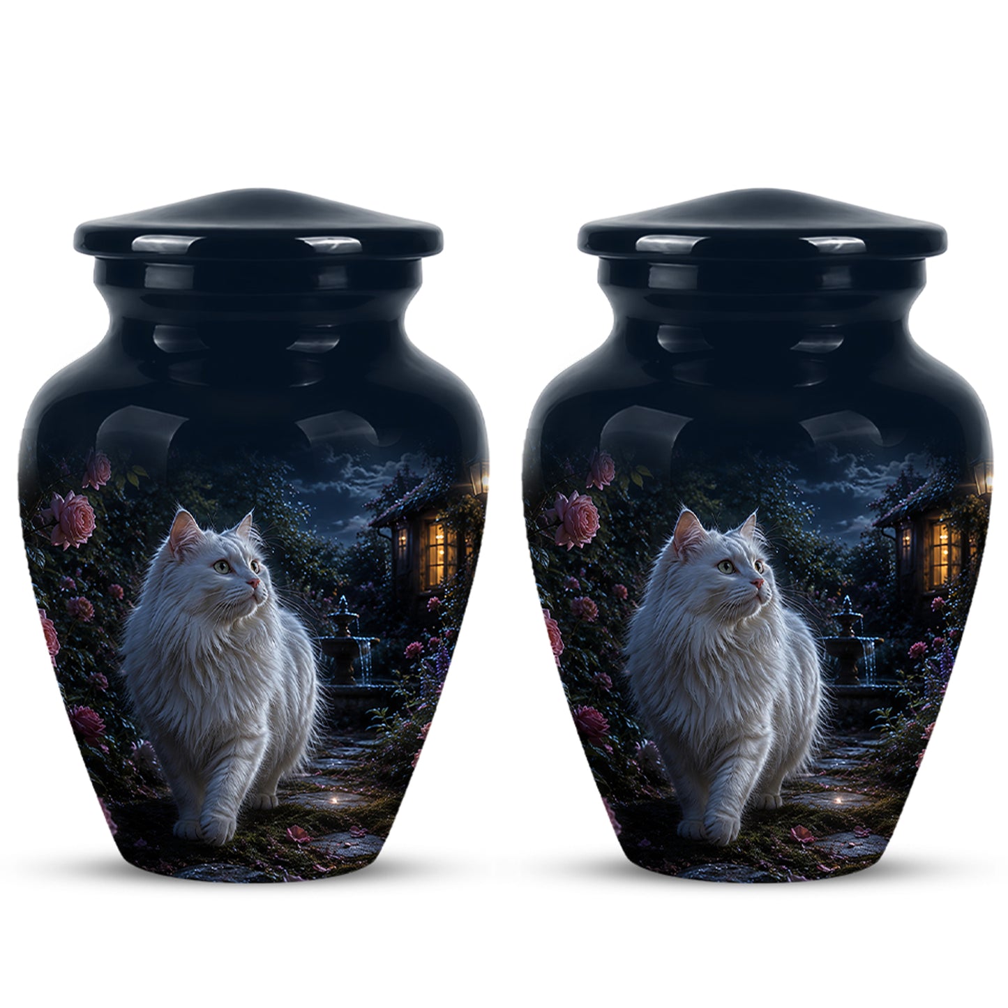 Beautiful White Cat Cremation Urn -  Personalized Handcrafted Pet Urns