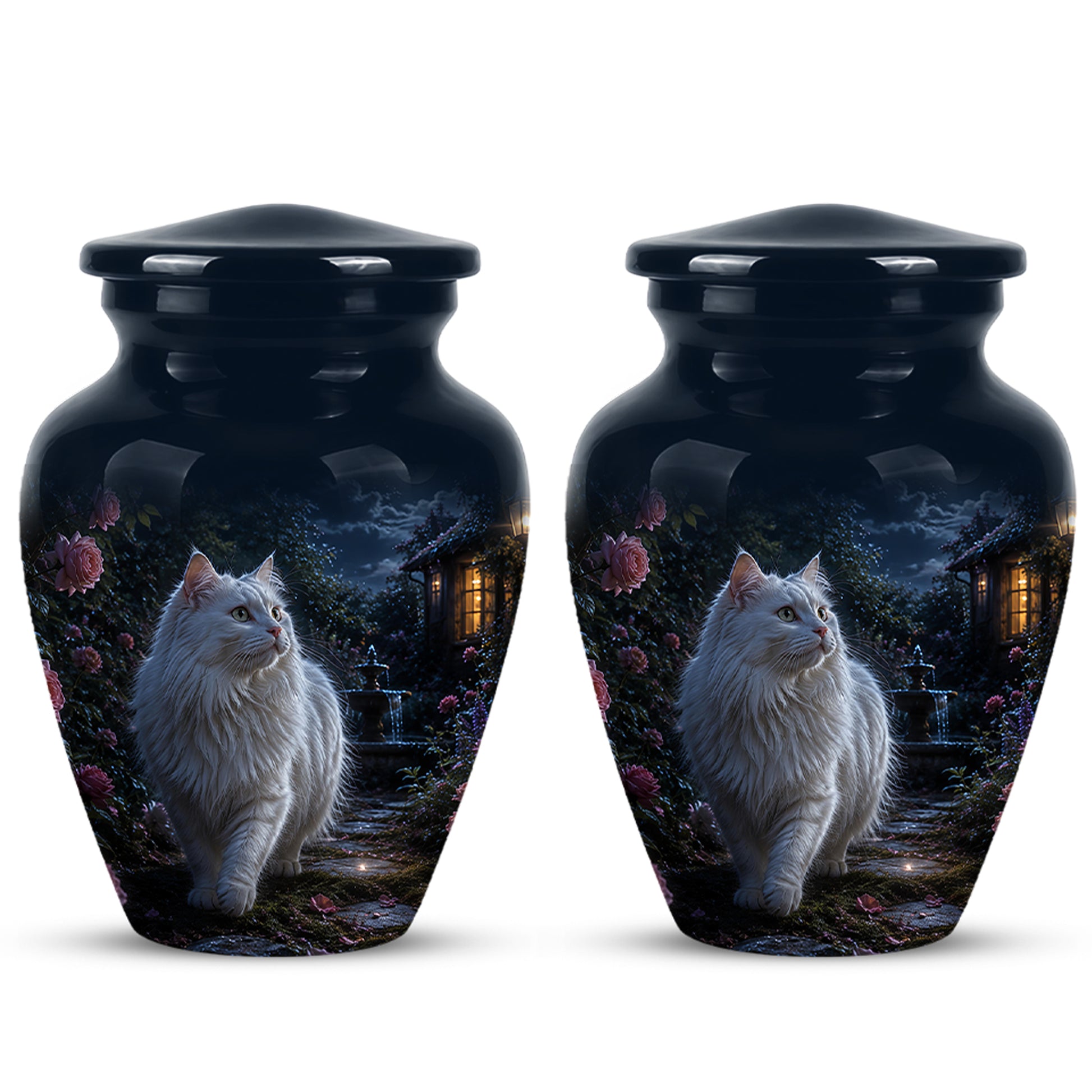 Beautiful White Cat Cremation Urn -  Personalized Handcrafted Pet Urns