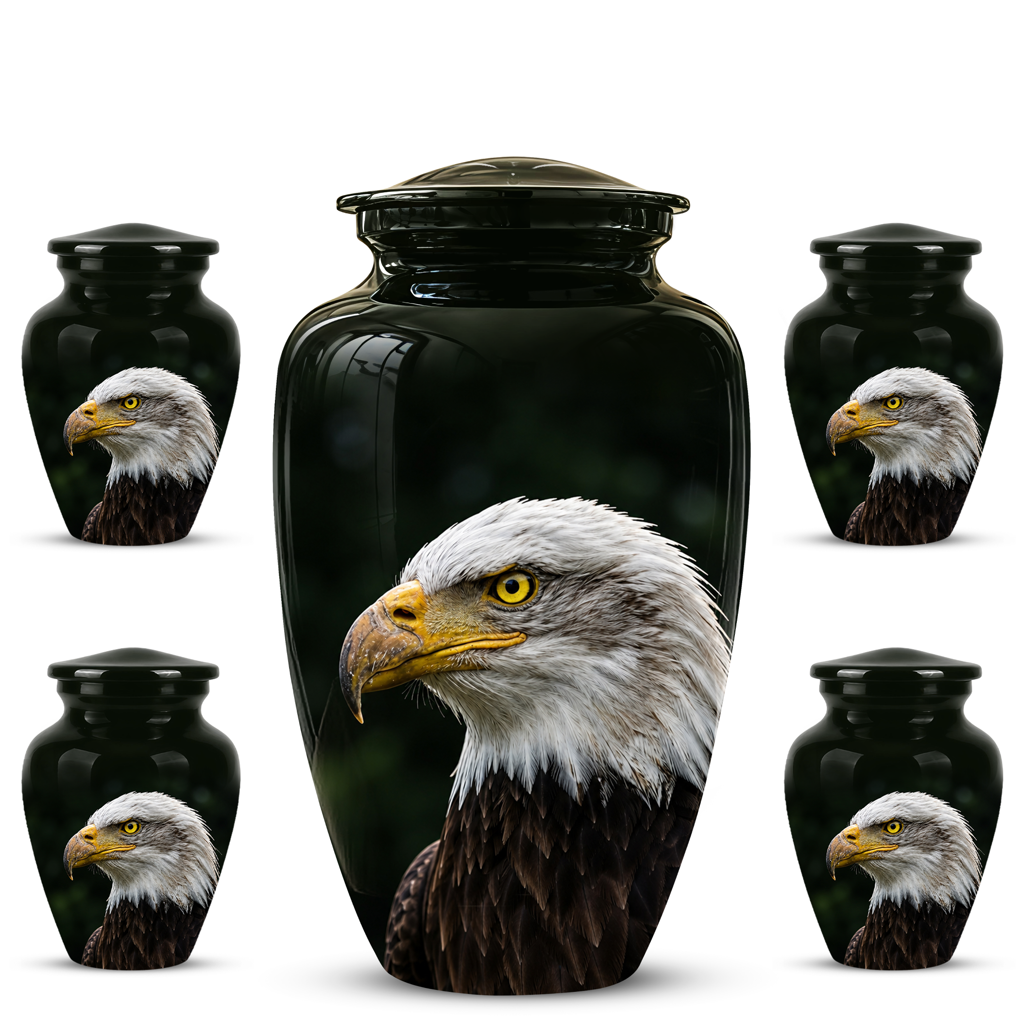 Patriotic Eagle Cremation Urn - Black Memorial Father Urns For Ashes