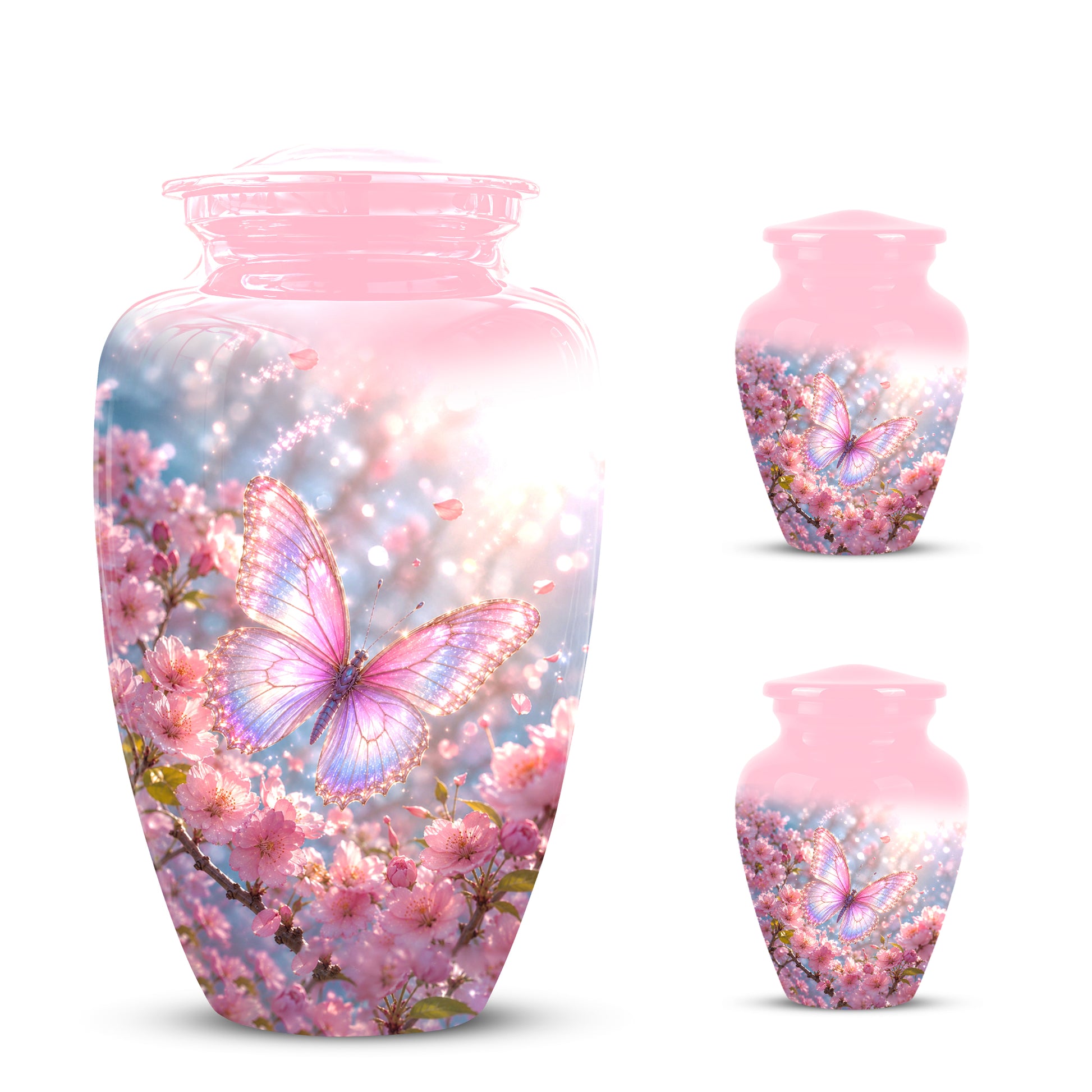 Personalized Pink Butterfly Memorial Urn - Handmade Urns For Mom Ashes