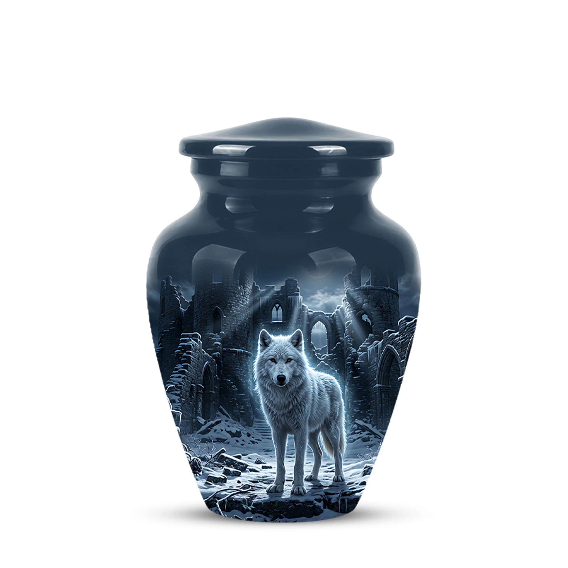 Night Wolf Memorial Urn - Moonlight Funeral Urns For Men & Women Ashes