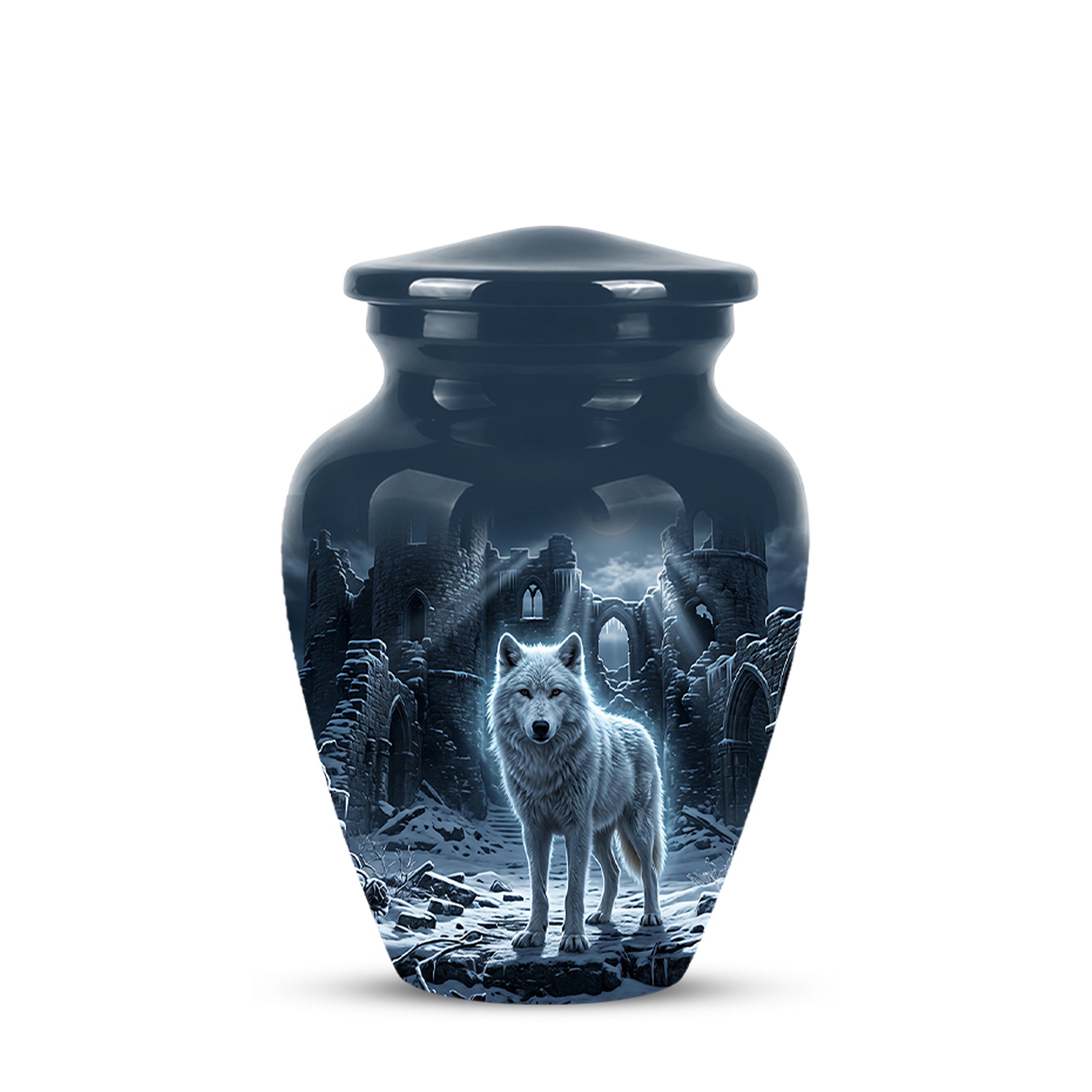 Night Wolf Memorial Urn - Moonlight Funeral Urns For Men & Women Ashes
