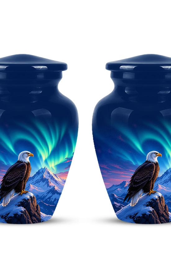 Personalized Bald Eagle Cremation Urn - Northern Lights Memorial Urns For Ashes