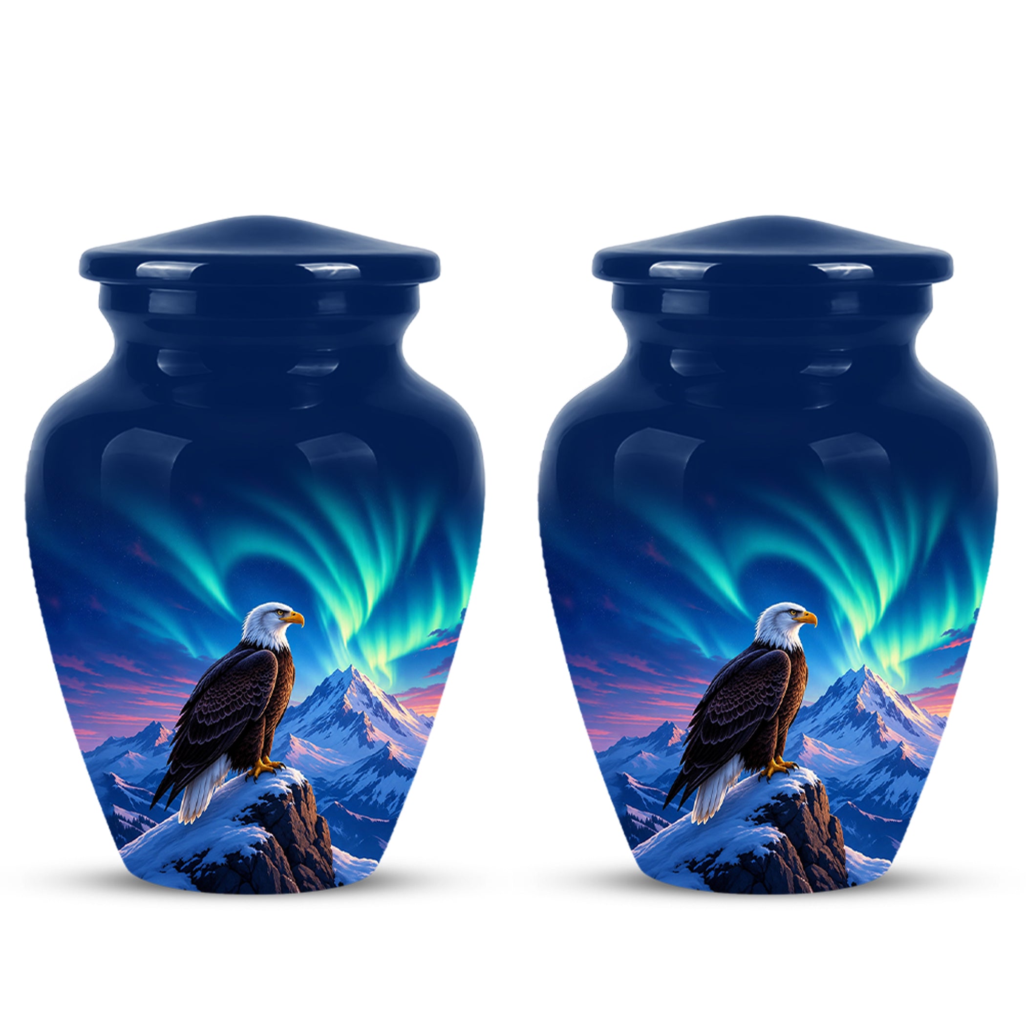 Personalized Bald Eagle Cremation Urn - Northern Lights Memorial Urns For Ashes