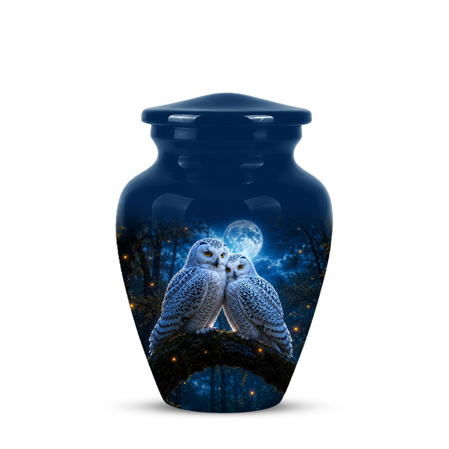 Snowy Owls Cremation Urn - Moonlight Owl Funeral Urns For Human Ashes