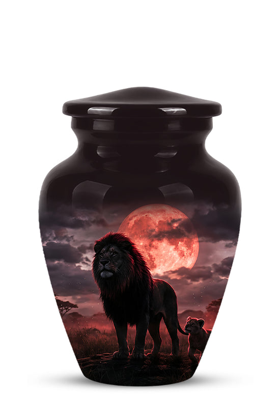 Lion Themed Cremation Urns - Blood Moon Scenic Urns For Loved Ones