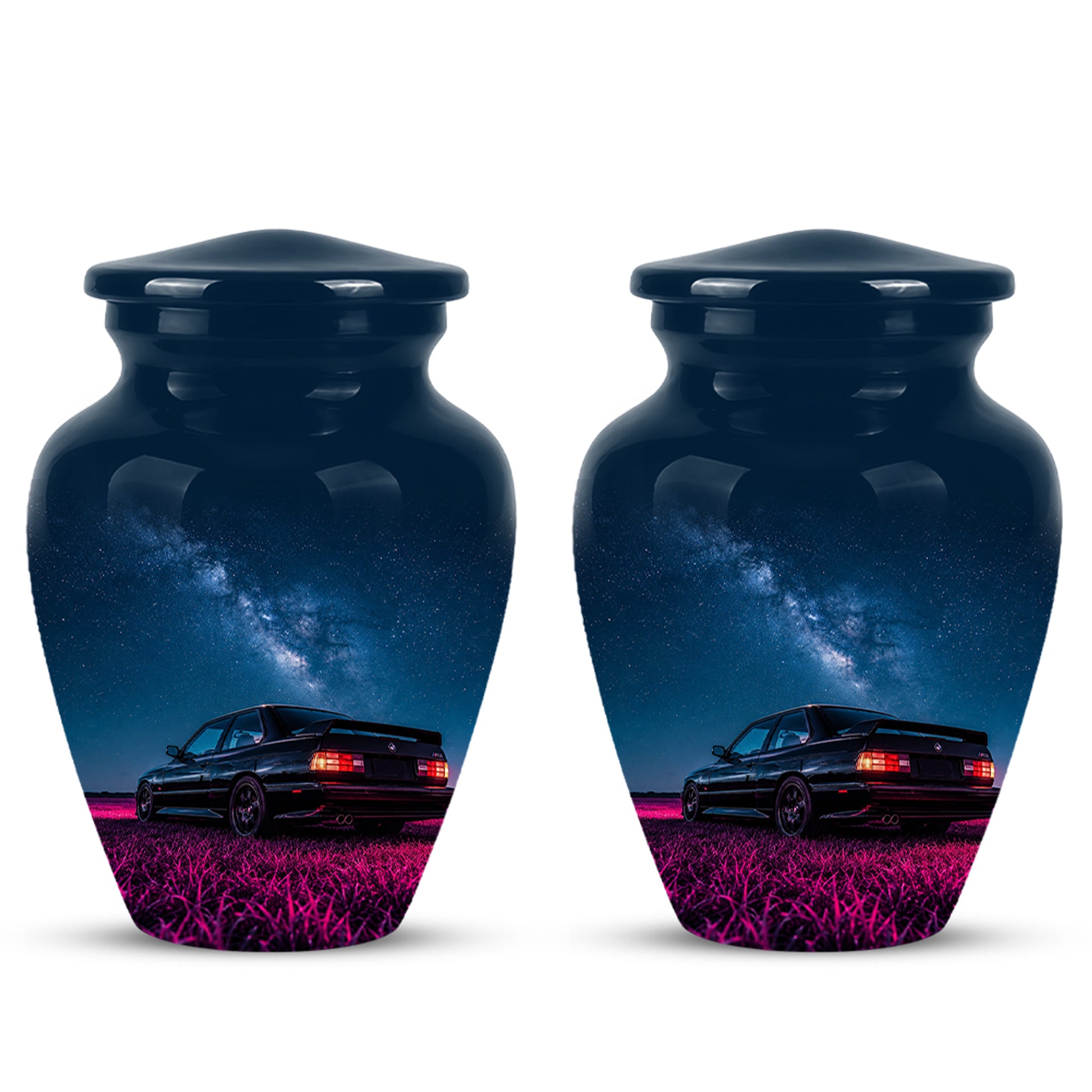 Neon Sports Car Memorial Urn - Custom Galaxy Night Urns For Car Lovers