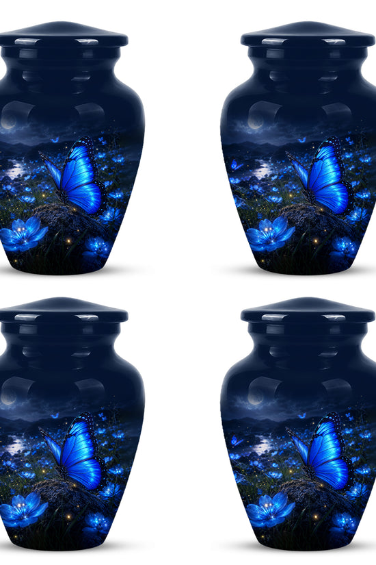 Personalized Blue Butterfly Cremation Urn - Handcrafted Urns For Women