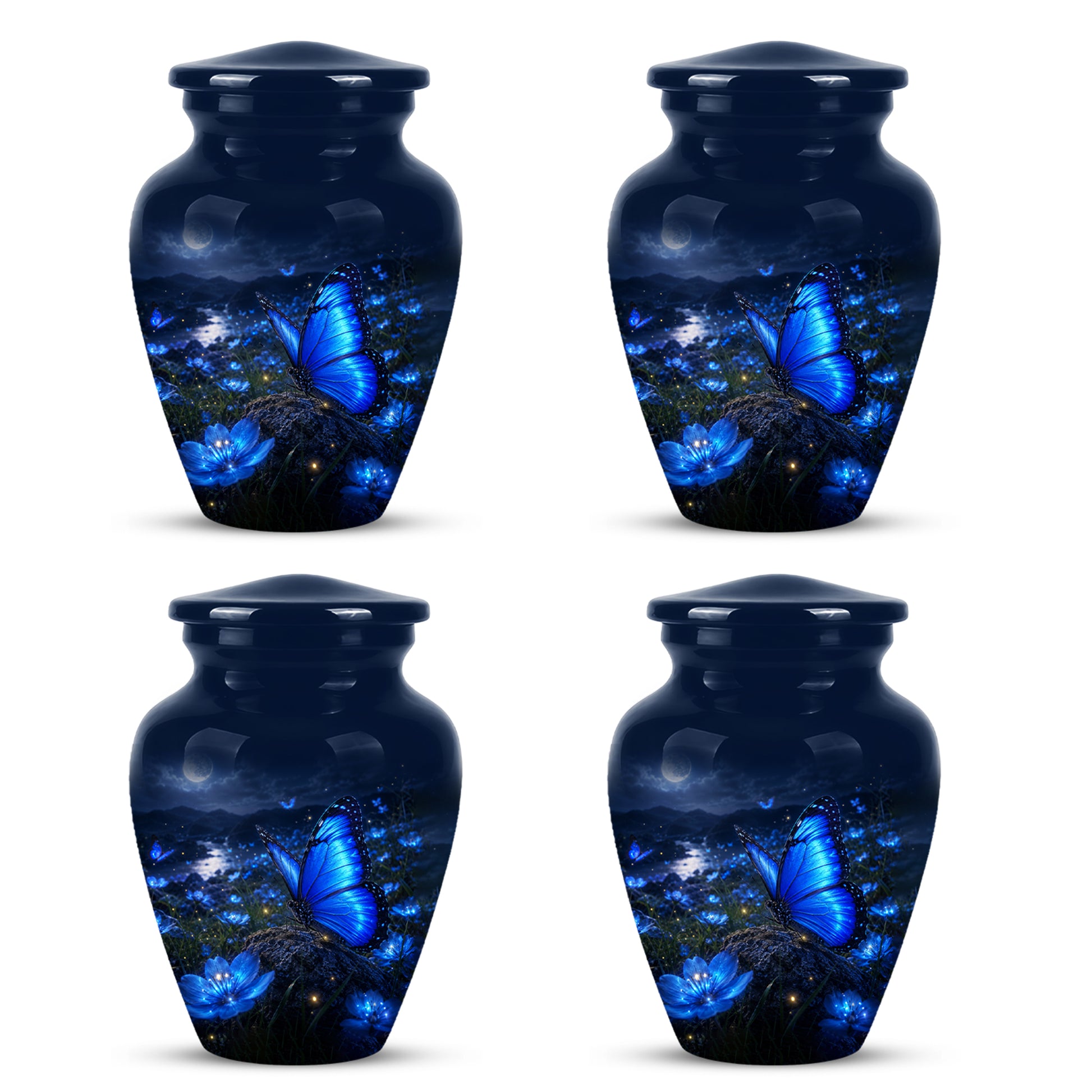 Personalized Blue Butterfly Cremation Urn - Handcrafted Urns For Women