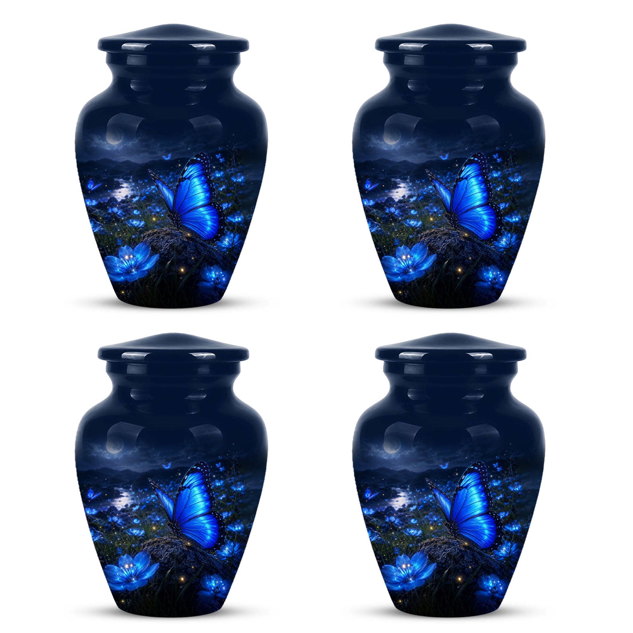Personalized Blue Butterfly Cremation Urn - Handcrafted Urns For Women
