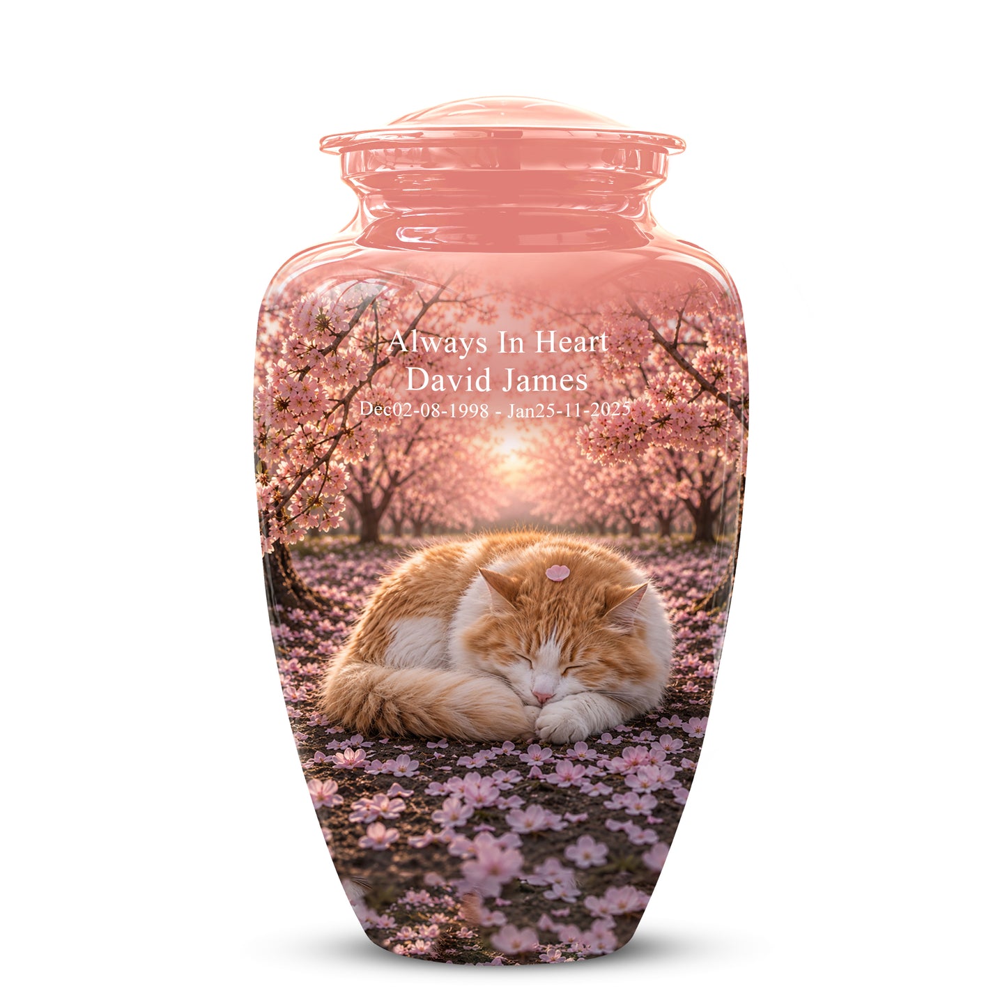 Orange Sleeping Cat - A Peaceful Resting Tribute Urns For Pet Ashes