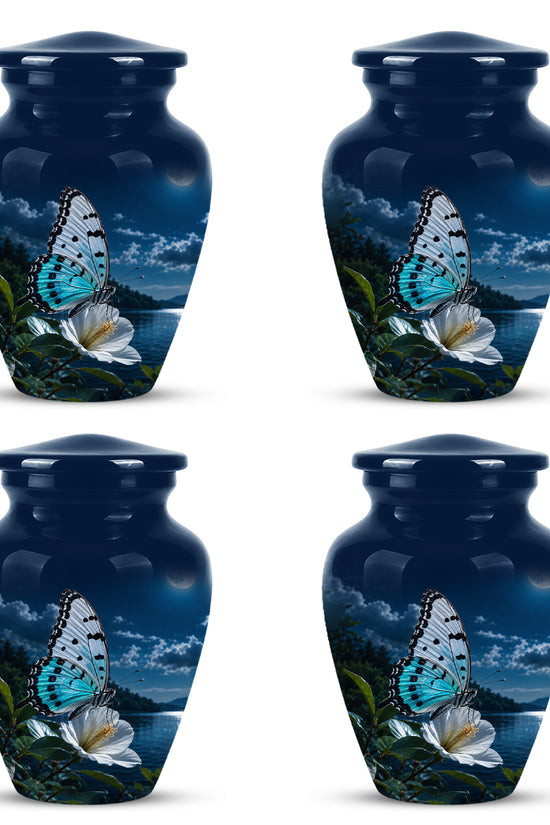 Colorful Butterfly On Flower Urn For Mom - Moonlight Memorial Urns
