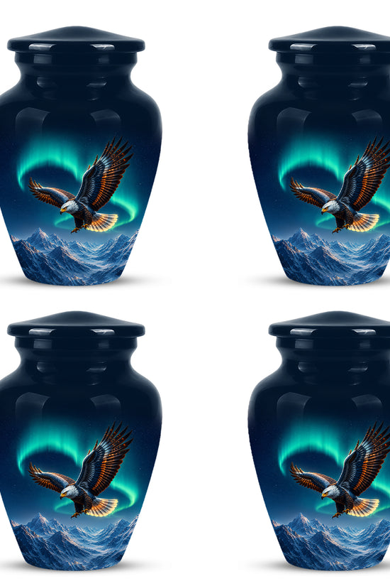 Majestic Eagle Blue Cremation Urn - Personalized Northern Lights Urns