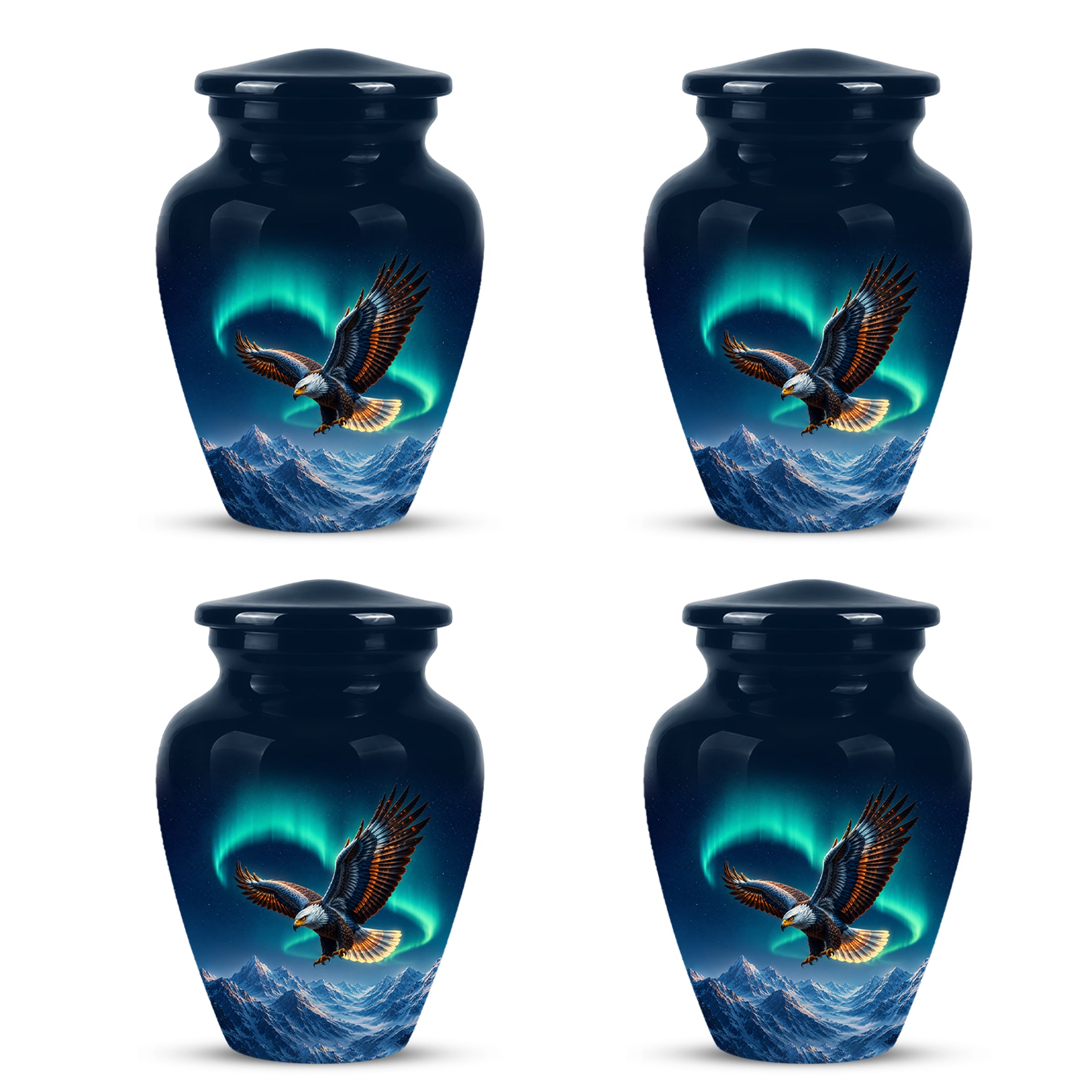 Majestic Eagle Blue Cremation Urn - Personalized Northern Lights Urns