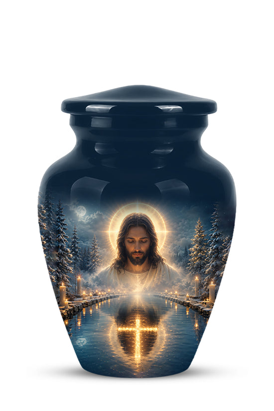Divine Jesus Cremation Urn for Ashes – Christian Cross Memorial Urn