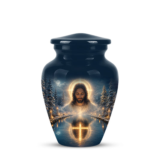 Divine Jesus Cremation Urn for Ashes – Christian Cross Memorial Urn