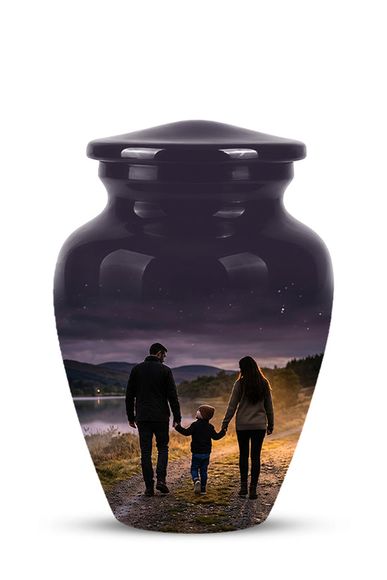 Dad, Son & Mom Cremation Urn - Artistic Night Burial Urns For Human Ashes