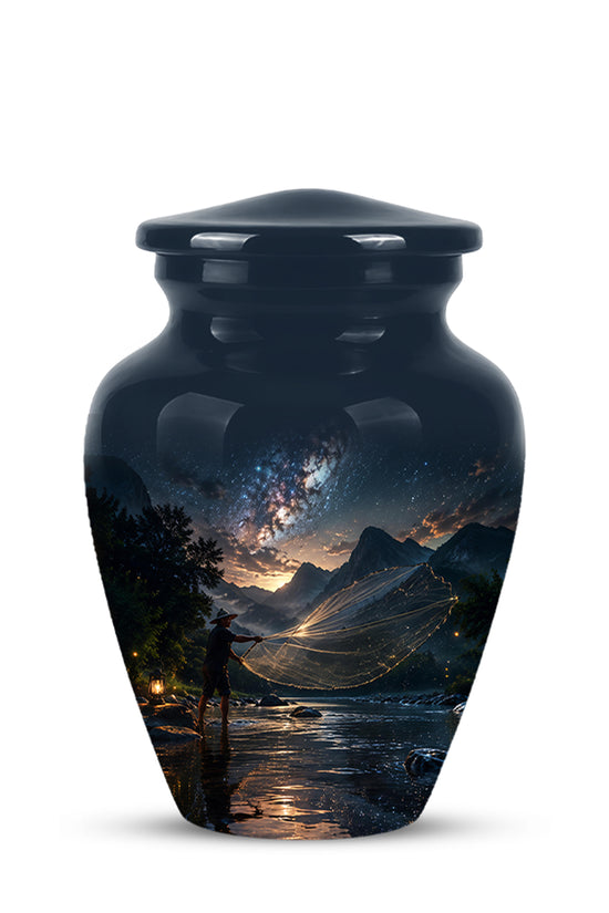 Fisherman Cremation Urn - Night Sky Memorial Urns For Human Ashes
